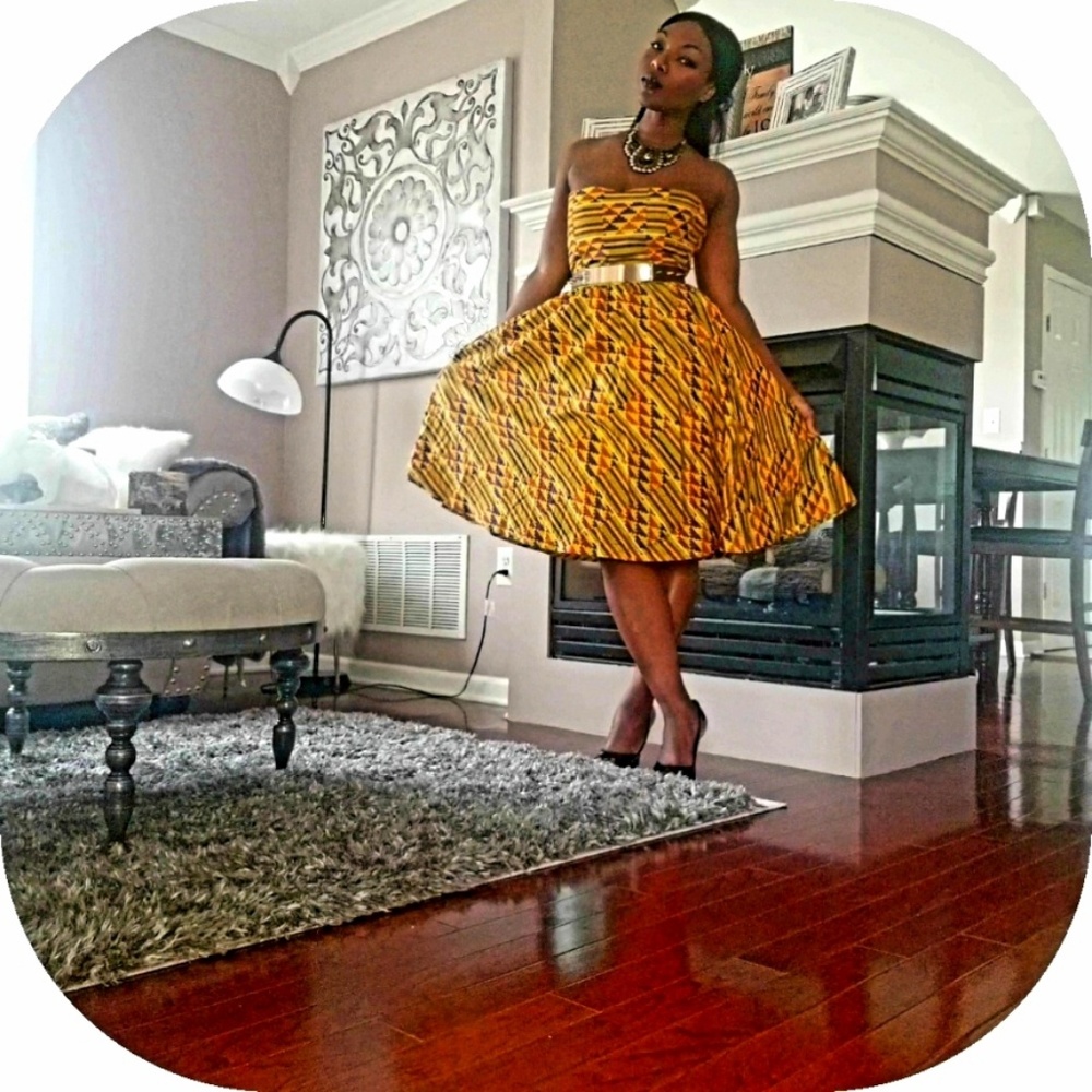 Custom made African strapless dress